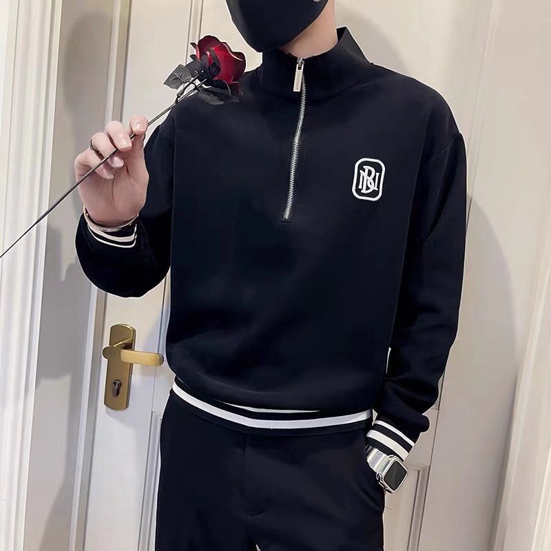 Letter Stand Collar Sweater Men's Autumn Slim Pullover Clothes