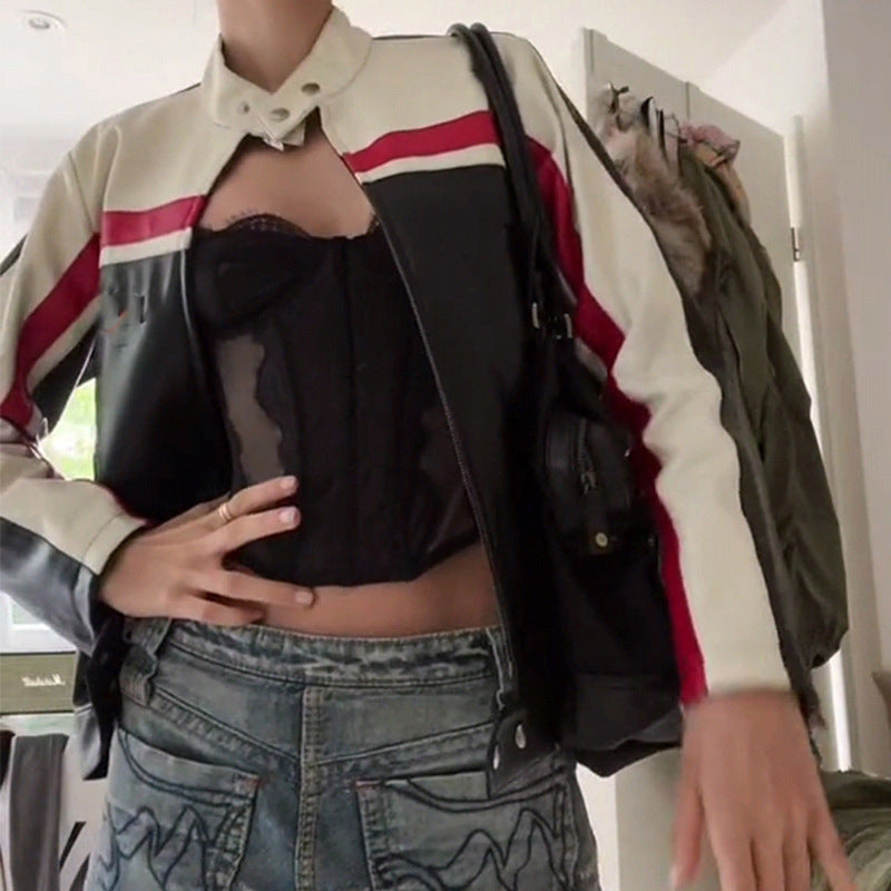 New Kusa Patchwork Motorcycle Leather Coat